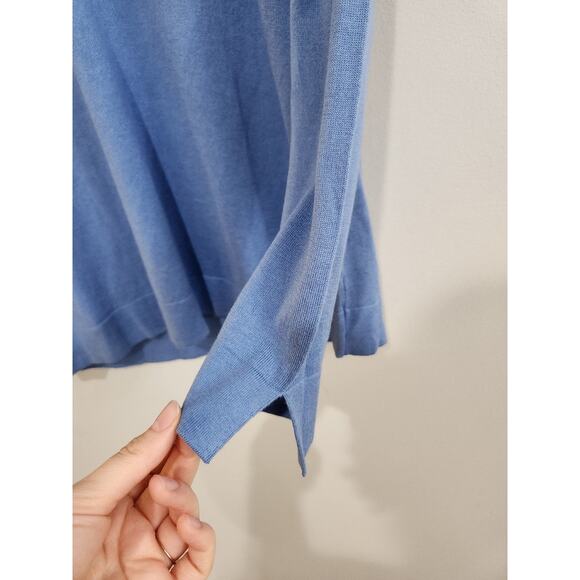 J.Jill Silk & Cotton V-Neck, Long Sleeve Lapis Sweater, Size Small Breathable - Picture 3 of 9